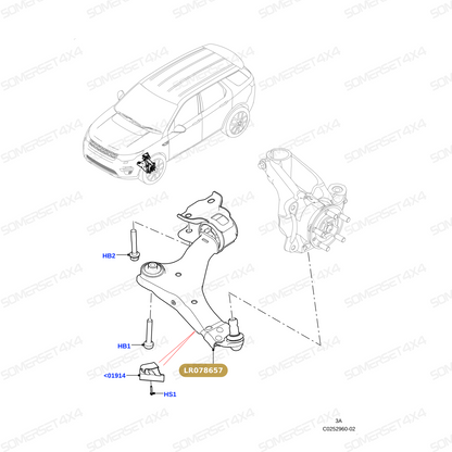 LR078657 LAND ROVER - ARM - FRONT SUSPENSION - LH From PR2 ALLMAKES