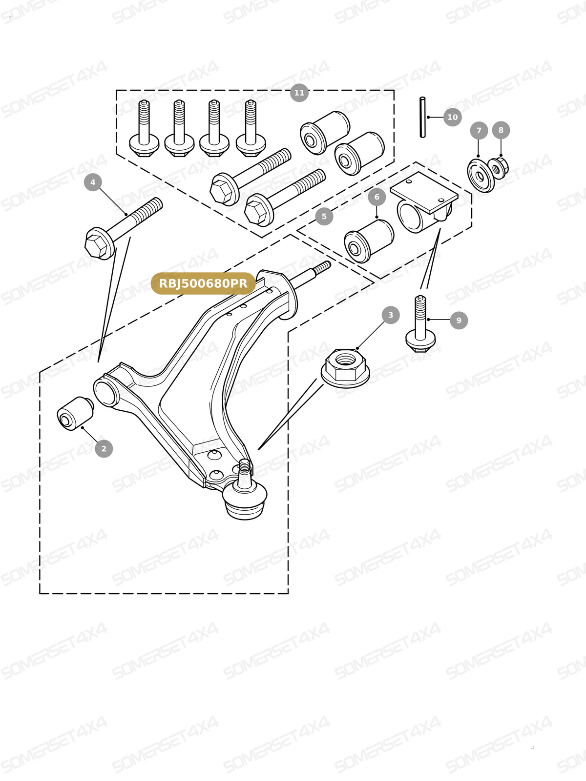 RBJ500680PR LAND ROVER - ARM ASSEMBLY - LOWER SUSPENSION - FRONT From PROEVO+
