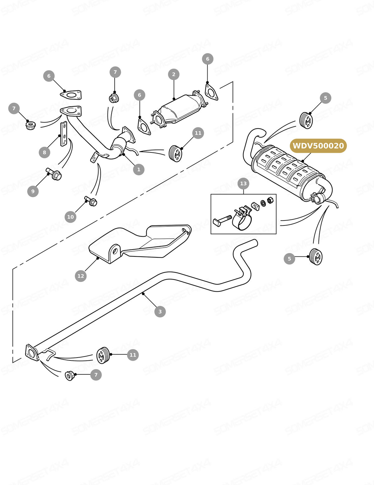WDV500020 LAND ROVER - EXHAUST PIPE-TAIL From ALLMAKES