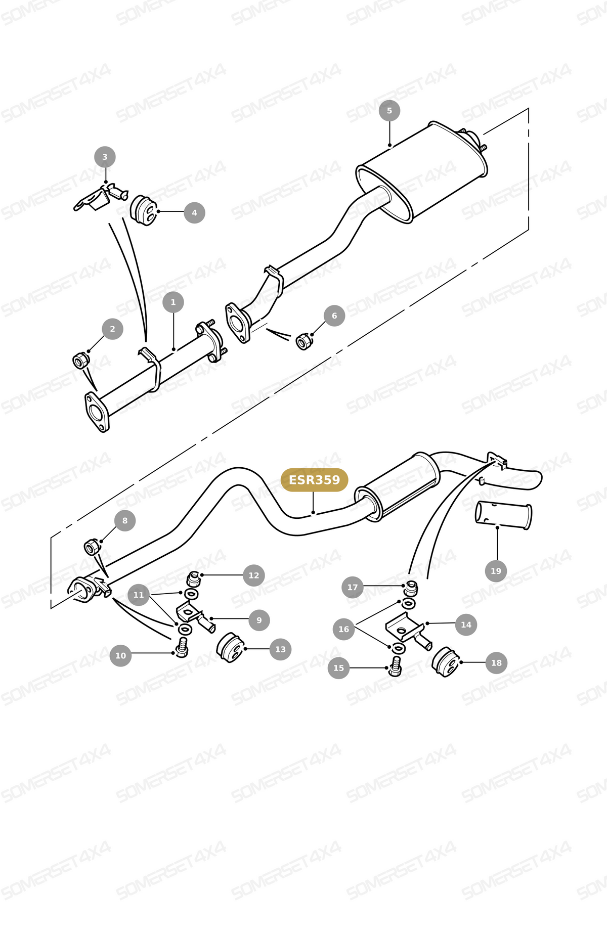ESR359 LAND ROVER - TAIL PIPE - EXHAUST - LESS AUS - 200TDI From ALLMAKES