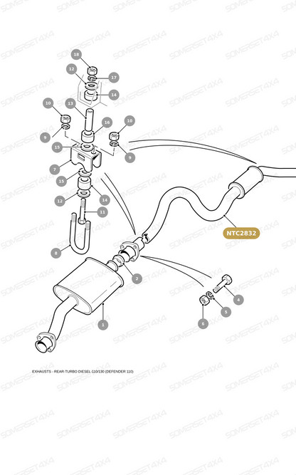 NTC2832 LAND ROVER - TAIL PIPE - EXHAUST - LESS TDI - 2.5 TURBO DIESEL From ALLMAKES