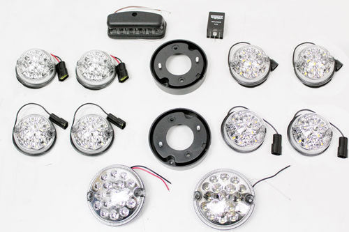 GL1291 LAND ROVER - 73MM CLEAR LED LIGHT KIT WITH 95MM FOG AND REVERSE - DEFENDER From WIPAC