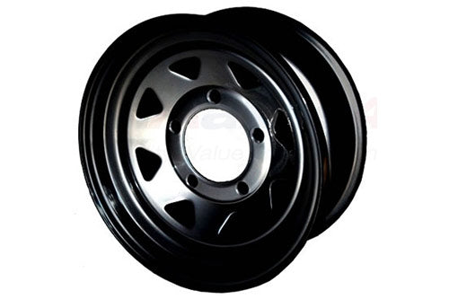 GRW003 LAND ROVER - 7x16 ET00 black 8 spoke steel wheel for DEF/D1/RRC