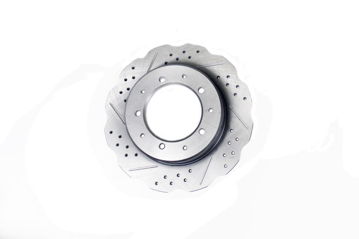 LR017953WCDG LAND ROVER - Rear wavy cross drilled and grooved solid brake discs for DEF/D1/RRC