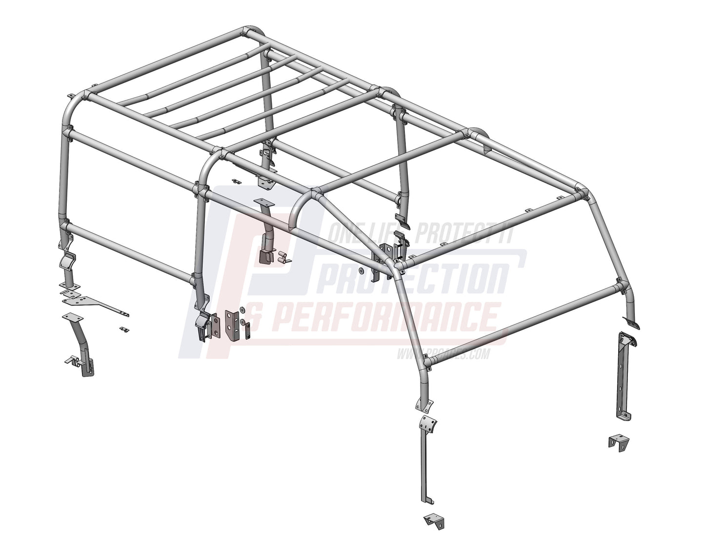 PPLR242 LAND ROVER - P&P 110SW 83-2016 6 POINT FULL EXTERNAL ROLL CAGE