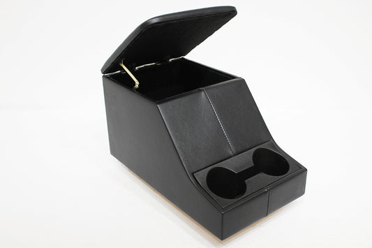 TF2662B TERRAFIRMA LAND ROVER - Black vinyl cubby box with a double cup holder for Defenders