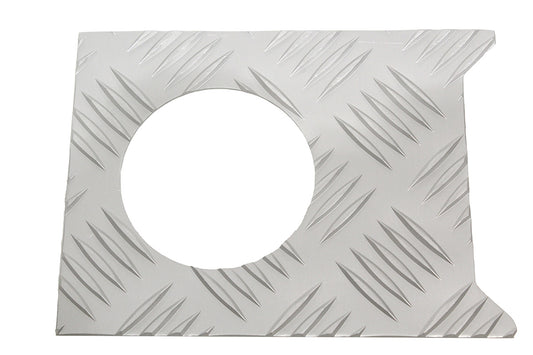 TF8214 TERRAFIRMA LAND ROVER - Silver chequer plate fuel filler surround for Defender 1983 to 1998