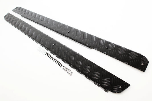 TF8220 TERRAFIRMA LAND ROVER - SIDE SILLS CHEQUER PLATE - BLACK - ALL DEFENDER 90