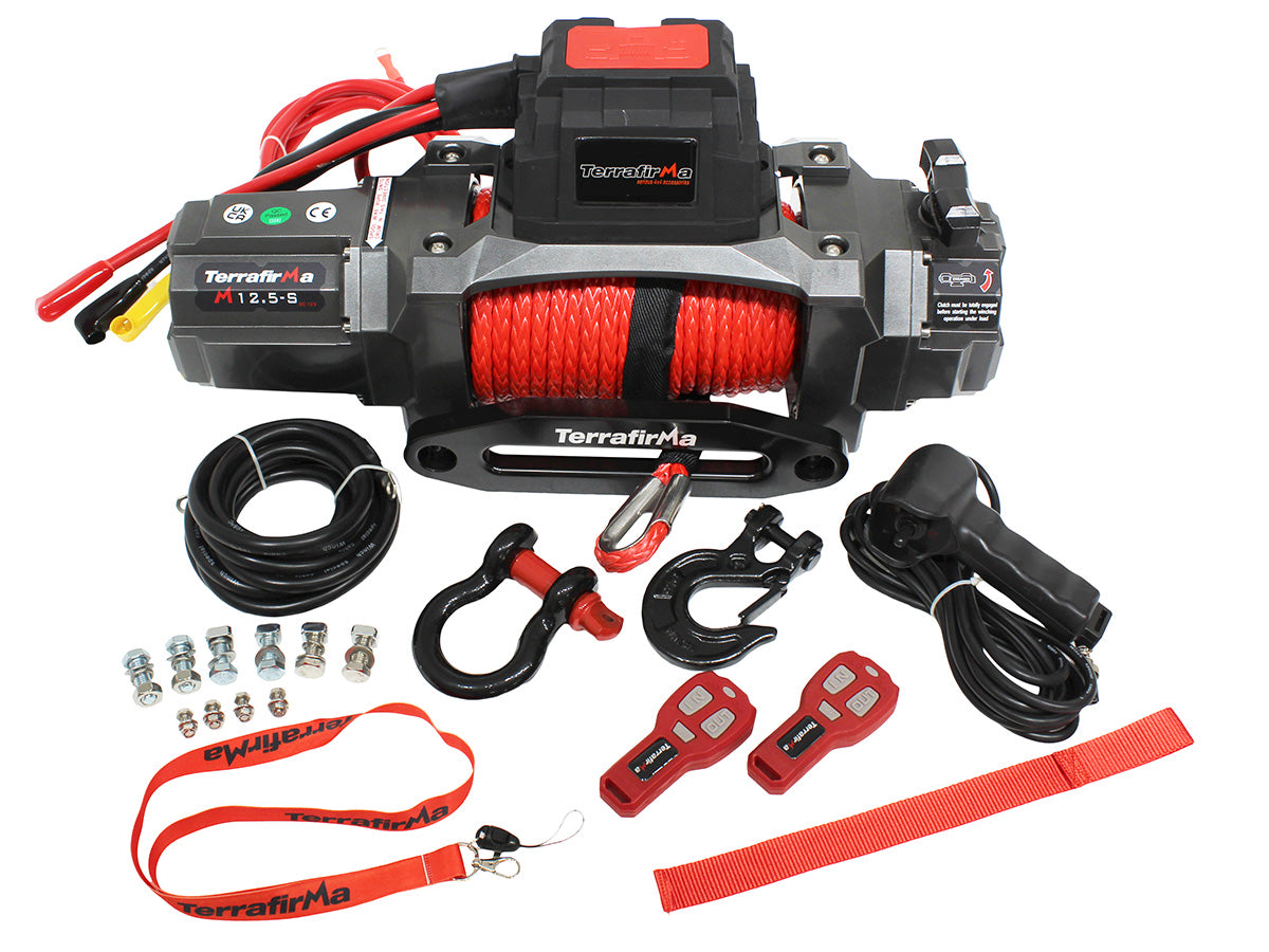 TF3320 LAND ROVER - TERRAFIRMA LAND ROVER - M12.5S 12V ELECTRIC WINCH - SYNTHETIC ROPE & REMOTE CONTROL