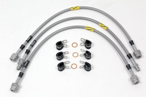 TF645GD LAND ROVER - TERRAFIRMA LAND ROVER - 4 line 2 inch extended stainless steel brake hose kit all Def 2004 on no ABS