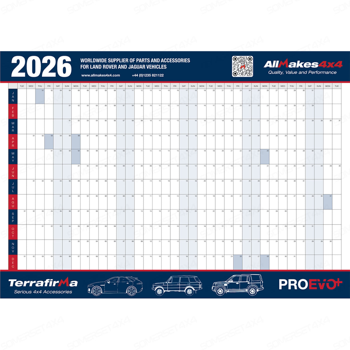WALLPLANNER2026 2026 WALL PLANNER A1 (841 x 594 mm) From ALLMAKES